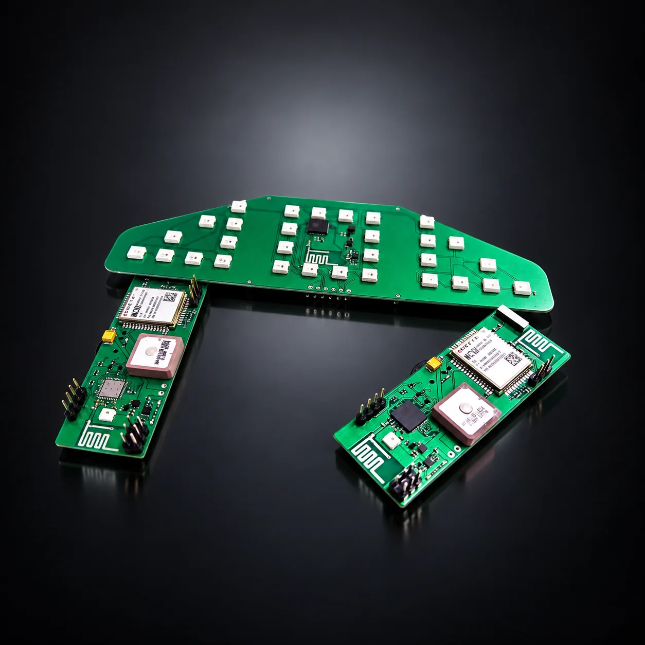 Smart bicycle light PCBs with LED array and wireless modules